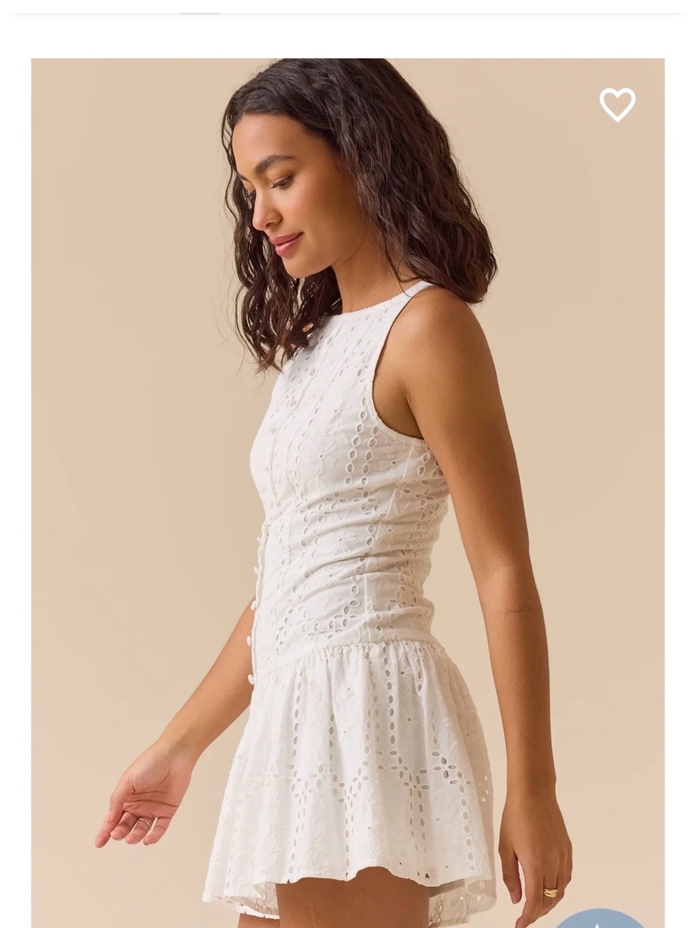 Altar'd State White Eyelet Fit-and-Flare Mini Dress/Romper - Picture 2 of 4